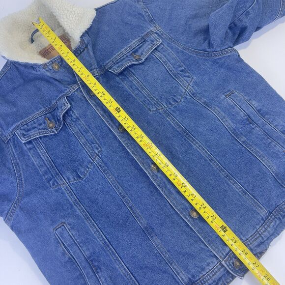 Western Bull Jeans Jacket Sz XL Sherpa Lined Denim Trucker - Picture 9 of 10